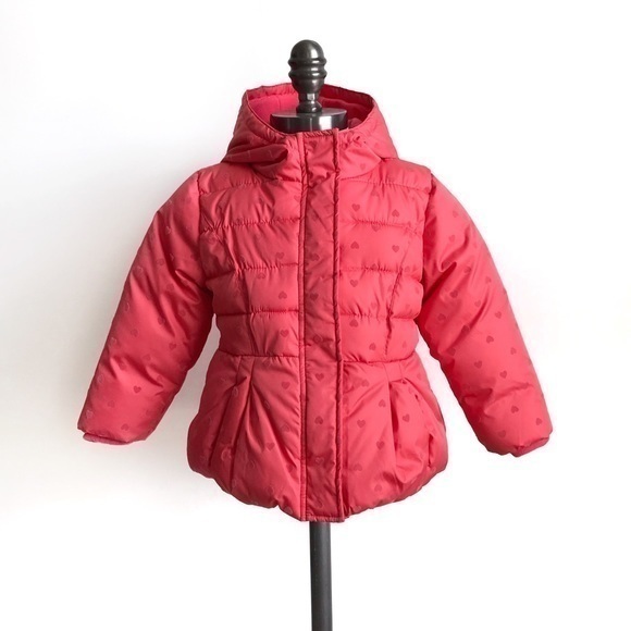 Cherokee Pink Puffer Coat with Velvet Hearts - Picture 1 of 8